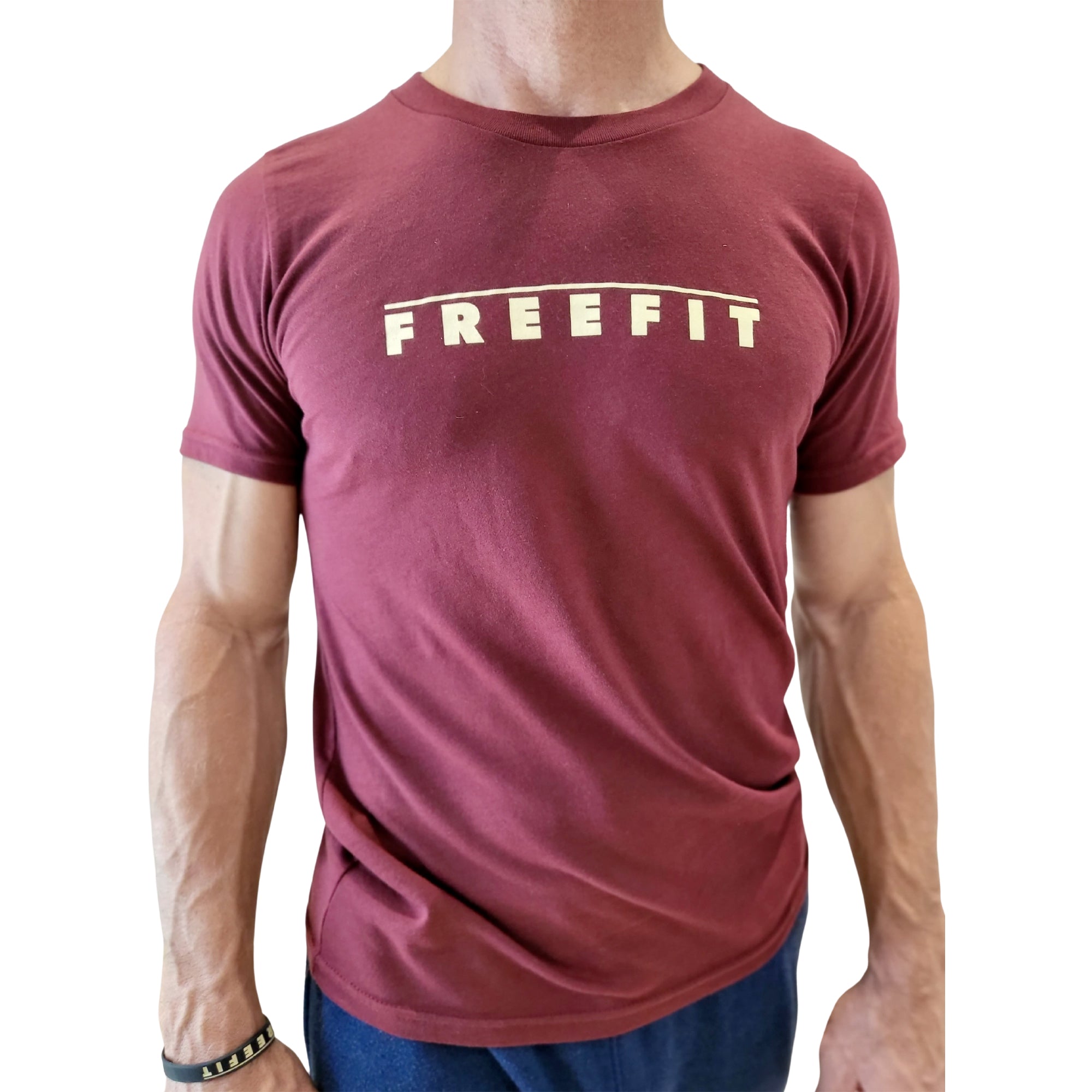 freefit mens versus t-shirt - burgundy